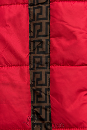 Červená/hnedá obojstranná bunda s výplňou