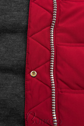 Vínovočervená/sivá obojstranná bunda v športovom štýle