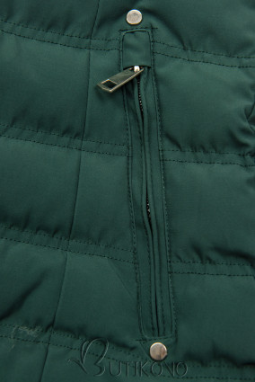 Zelená zimná bunda so sivým plyšom