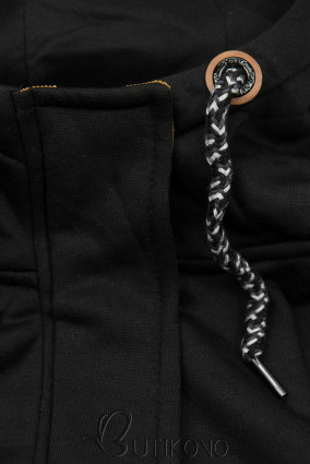 Čierna mikina s kapucňou v predĺženom strihu