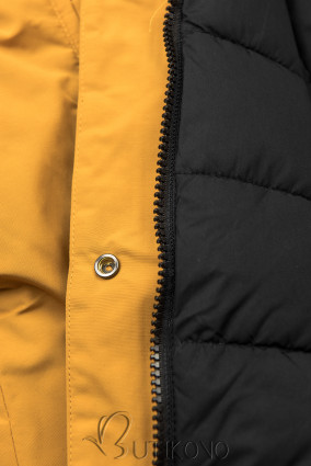 Žltá/čierna obojstranná zimná bunda