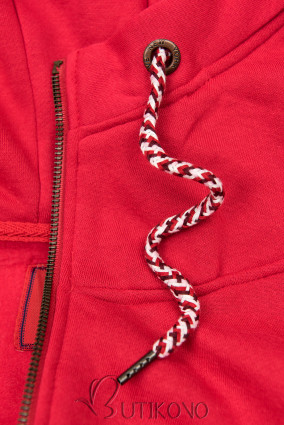 Červená predĺžená mikina na zips