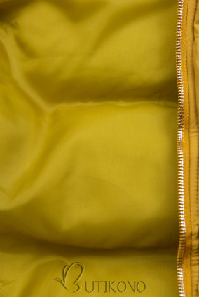 Žltá prešívaná vesta s kapucňou