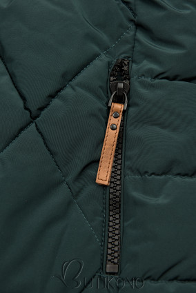Zelená zimná bunda v prešívanom dizajne