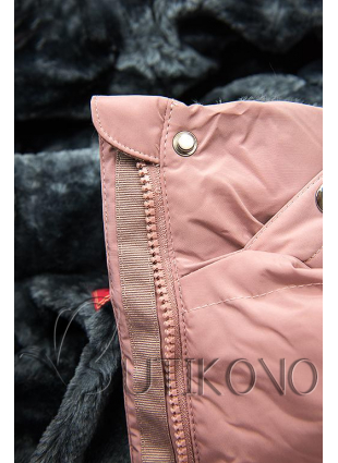 Ružová zimná bunda s plyšovou podšívkou