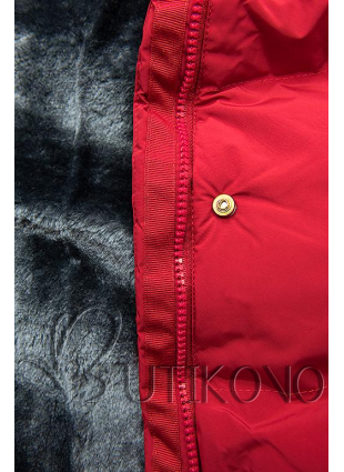 Červená zimná bunda s plyšovou podšívkou