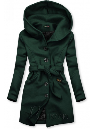 Zelený kabát s kapucňou