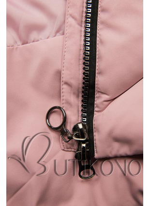 Ružová zimná bunda s umelou kožušinou