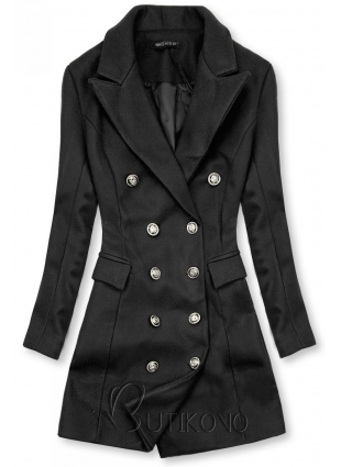 Elegantný jesenný kabát čierny