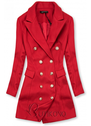 Elegantný jesenný kabát červený