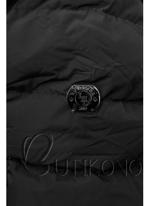 Čierna zimná bunda so strieborným lemom