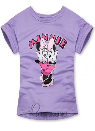 Fialové tričko s kreslenou potlačou myšky