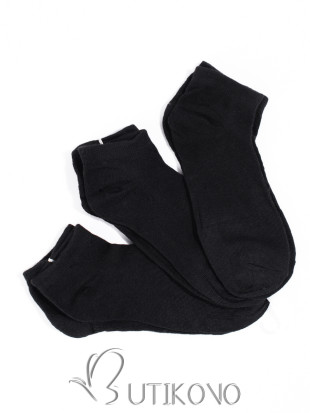 Nízke dámske čierne ponožky - trojbalenie