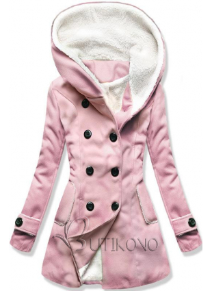 Ružový zimný kabát s kožúškom