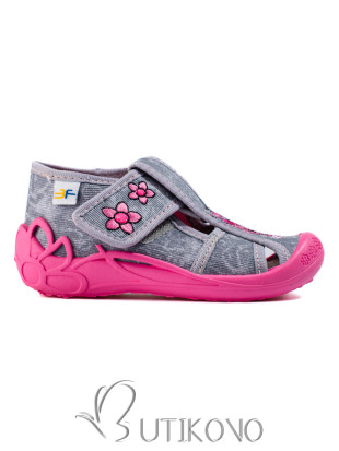 Sivo-ružové detské papuče
