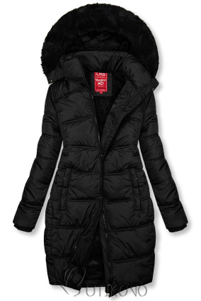 Čierna zimná bunda v prešívanom dizajne