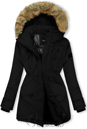 Čierna zateplená detská zimná bunda
