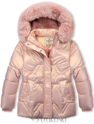 Ružová detská bunda s odnímateľnou kapucňou