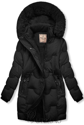 Čierna detská zimná bunda s kapucňou