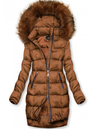 Hnedá zimná bunda na zips