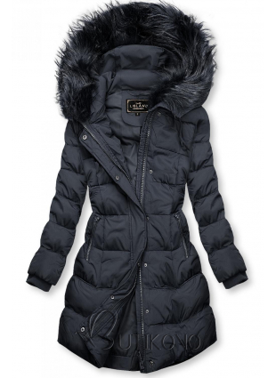 Tmavomodrá zimná bunda s kapucňou