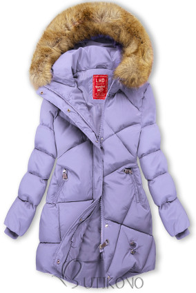 Svetlofialová zimná bunda s kapucňou