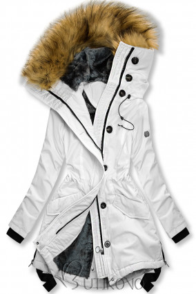 Biela zimná bunda s vysokým golierom