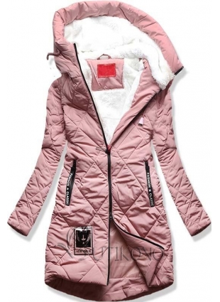 Ružová dlhá zimná bunda
