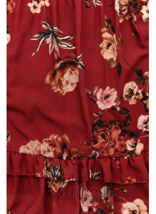 Vínovočervené kvetinové šaty