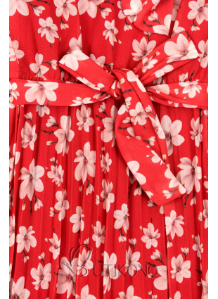Červené letné kvetinové šaty