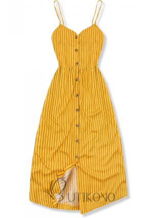 Žlté pruhované midi šaty