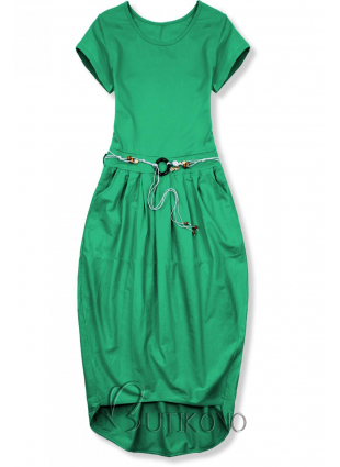 Zelené midi šaty v basic štýle