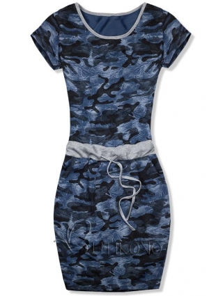 Modré army bavlnené šaty