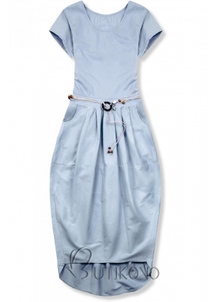 Pastelovo modré midi šaty v basic štýle