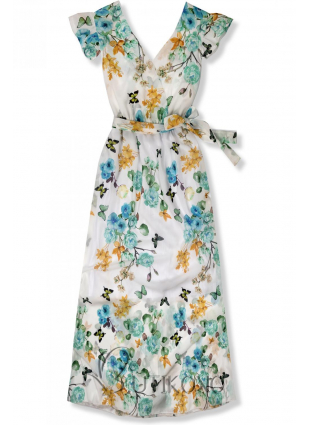 Maxi šaty s motívom kvetov a motýľov