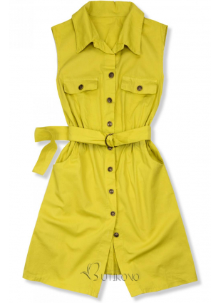 Žlté šaty s opaskom