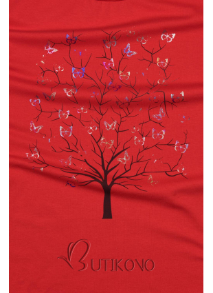 Červené oversized tričko s potlačou