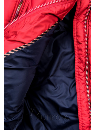 Červená zimná bunda s kožušinou