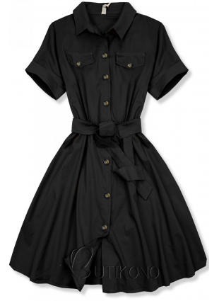 Čierne krátke košeľové šaty