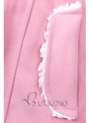 Ružový zimný kabát s plyšovou podšívkou