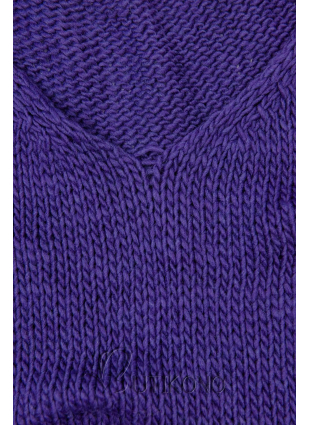 Fialový pletený pulóver