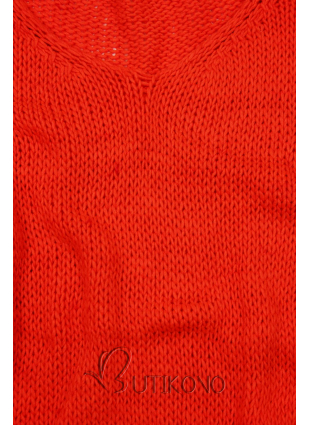 Neónovo oranžový pletený pulóver
