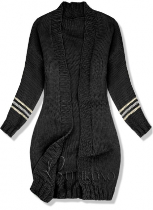 Čierny sveter s pásikmi na rukávoch