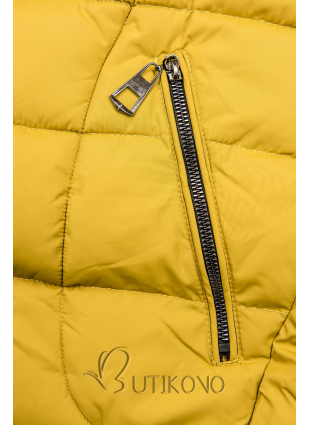 Žltá prešívaná bunda s odnímateľnou kapucňou