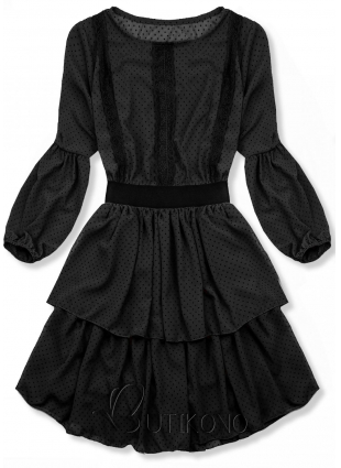 Čierne elegantné bodkované šaty