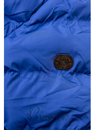Modrá zimná prešívaná bunda s plyšom