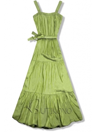 Pistáciovo zelené maxi šaty na ramienka