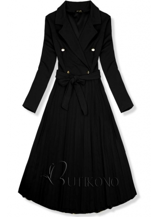Čierne dlhé šaty so skladanou sukňou
