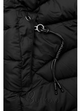 Čierna zimná bunda s prešívaním