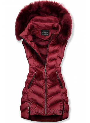 Tmavočervená zimná bunda/vesta